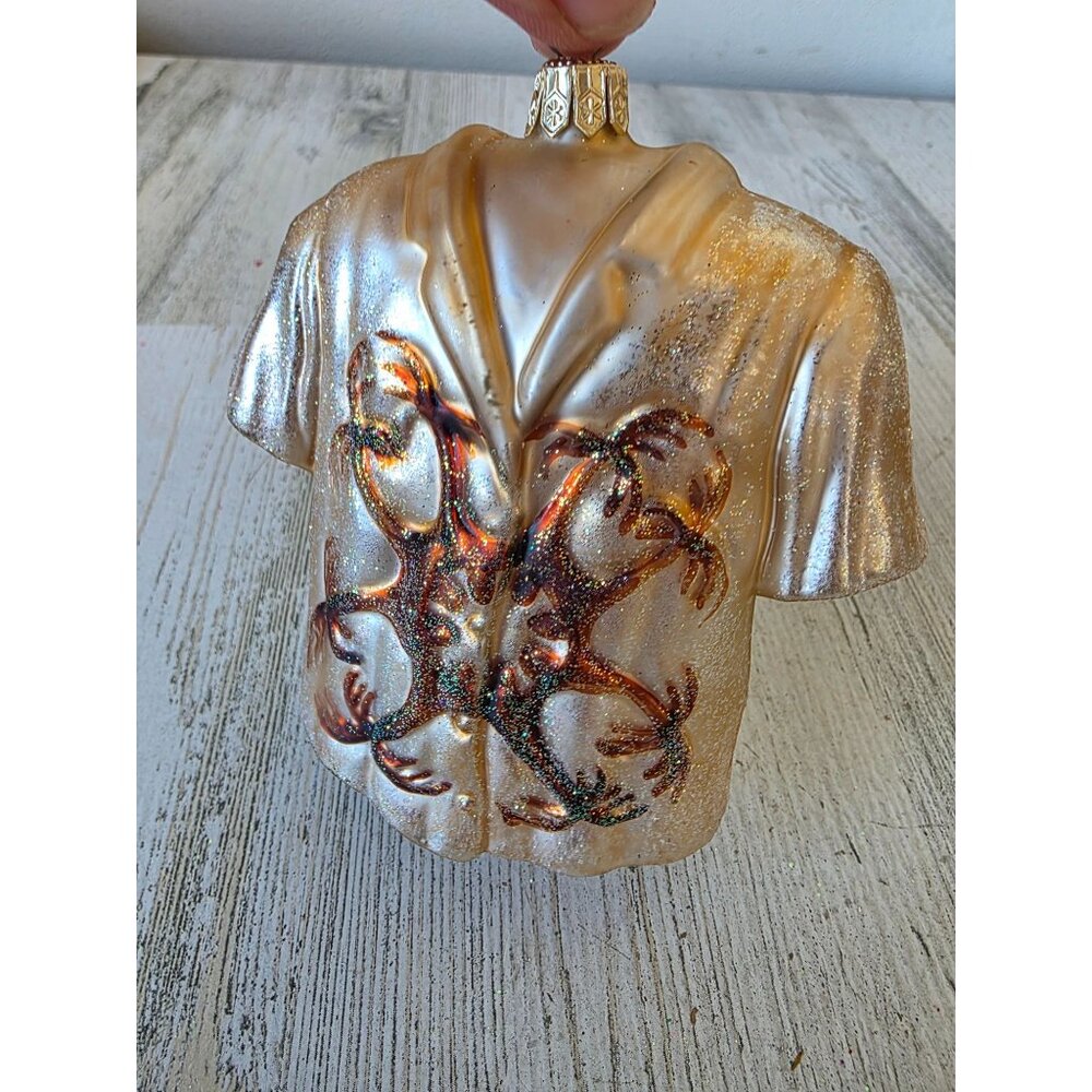 Hawaiian shirt glitter‎ glass pulling ornament remember Xmas tree